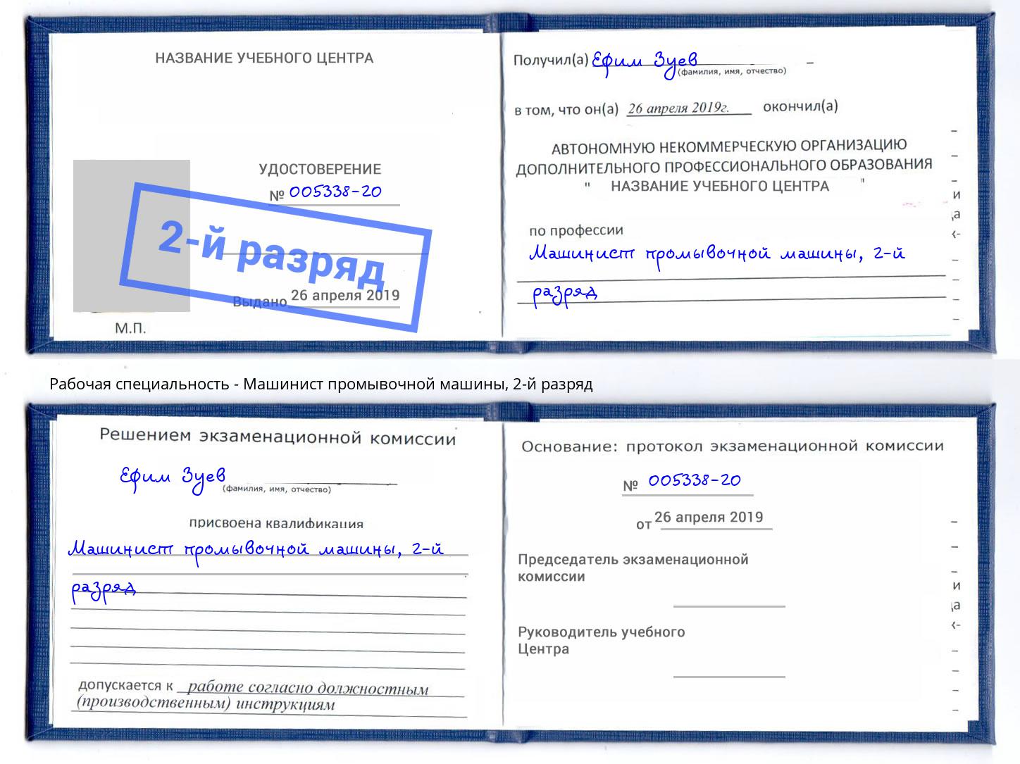 корочка 2-й разряд Машинист промывочной машины Долгопрудный
