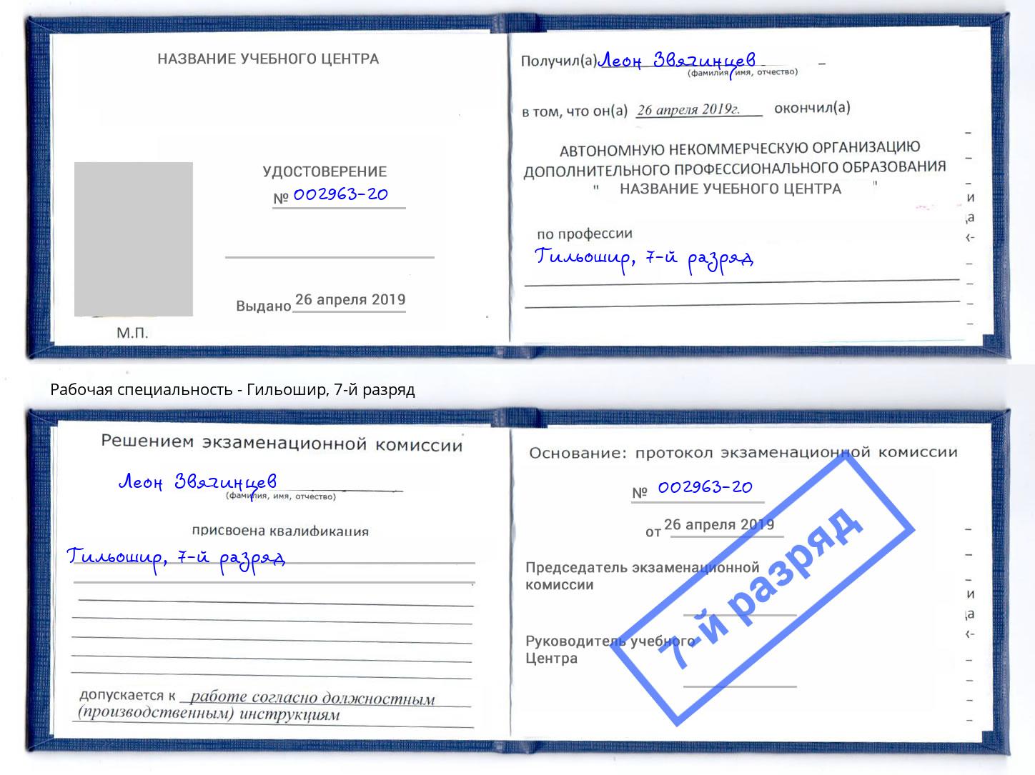 корочка 7-й разряд Гильошир Долгопрудный