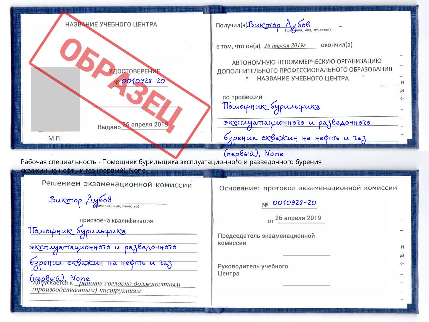 корочка None Помощник бурильщика эксплуатационного и разведочного бурения скважин на нефть и газ (первый) Долгопрудный