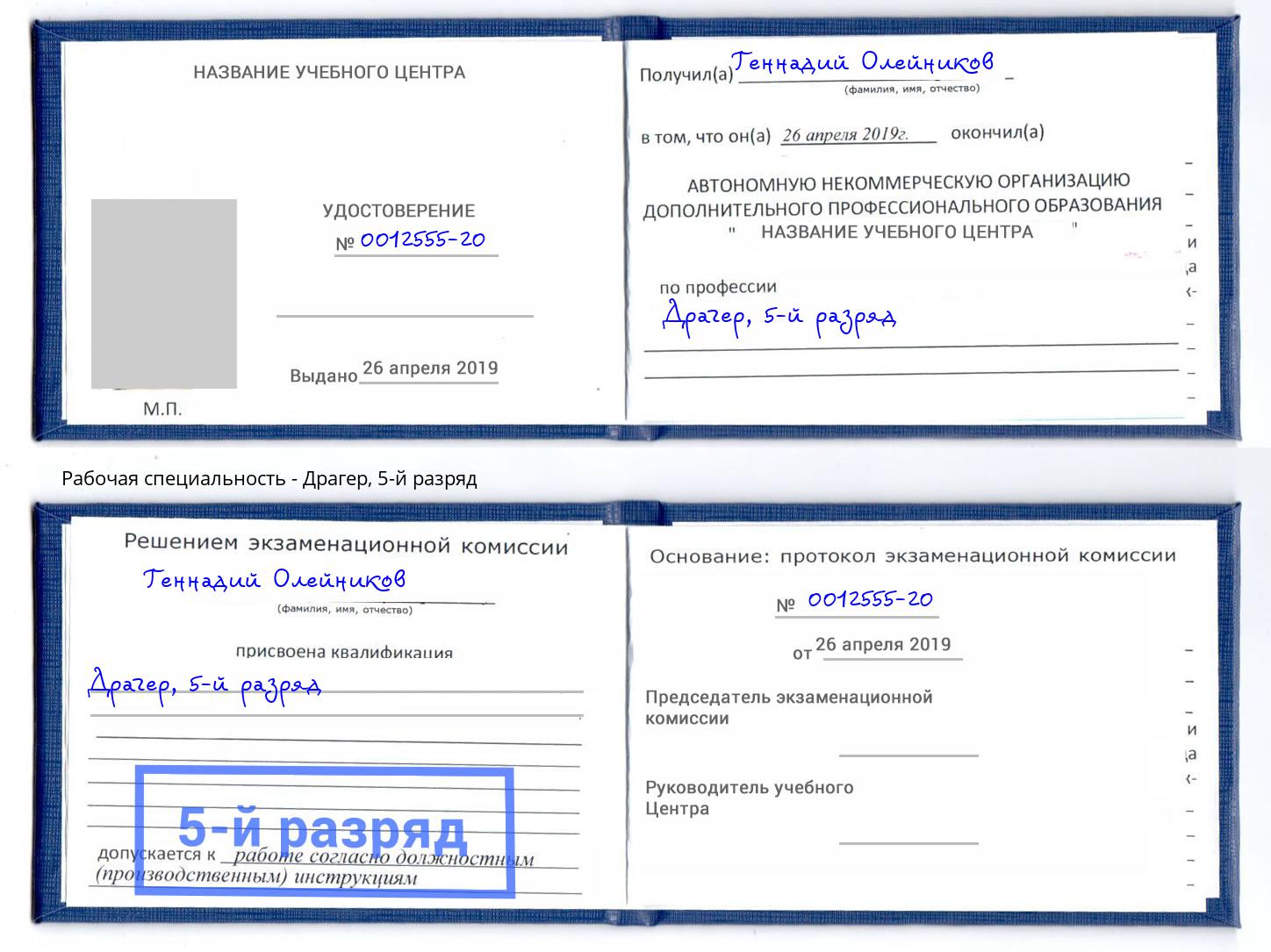 корочка 5-й разряд Драгер Долгопрудный