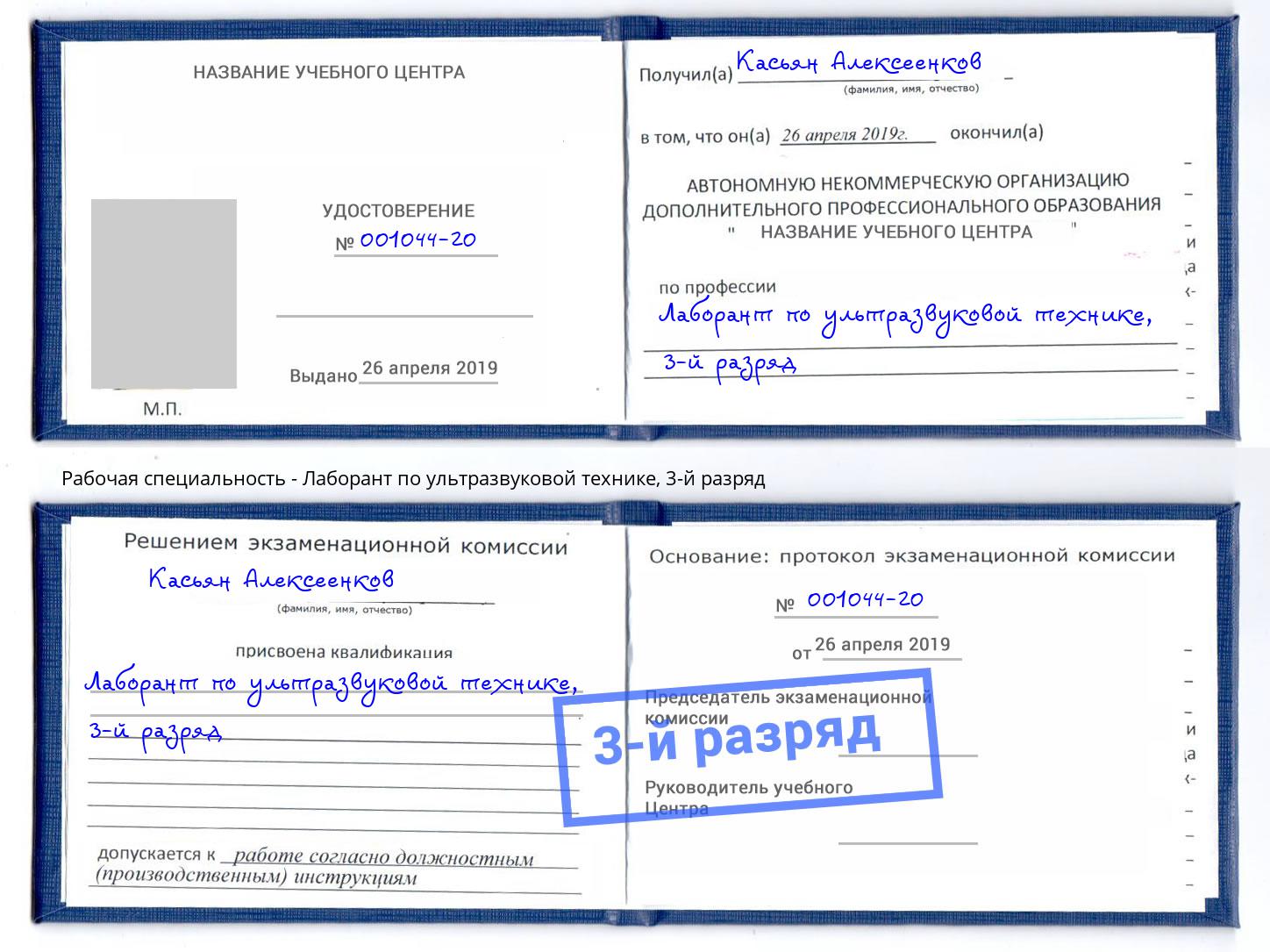 корочка 3-й разряд Лаборант по ультразвуковой технике Долгопрудный