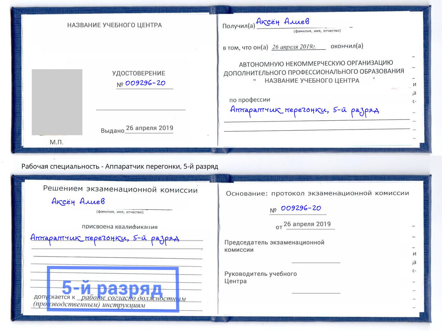 корочка 5-й разряд Аппаратчик перегонки Долгопрудный