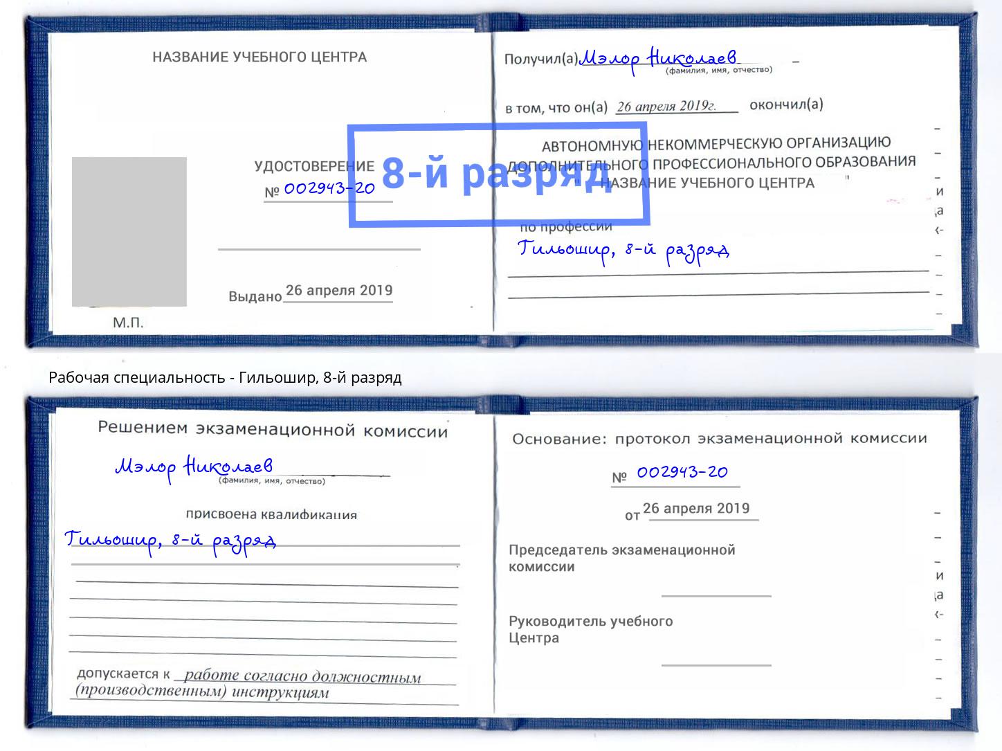 корочка 8-й разряд Гильошир Долгопрудный