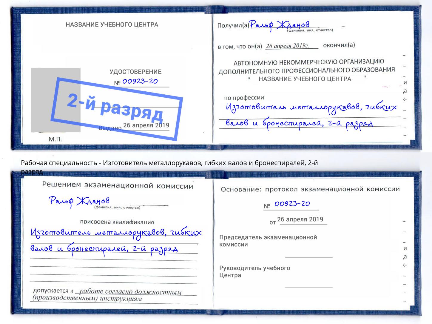 корочка 2-й разряд Изготовитель металлорукавов, гибких валов и бронеспиралей Долгопрудный